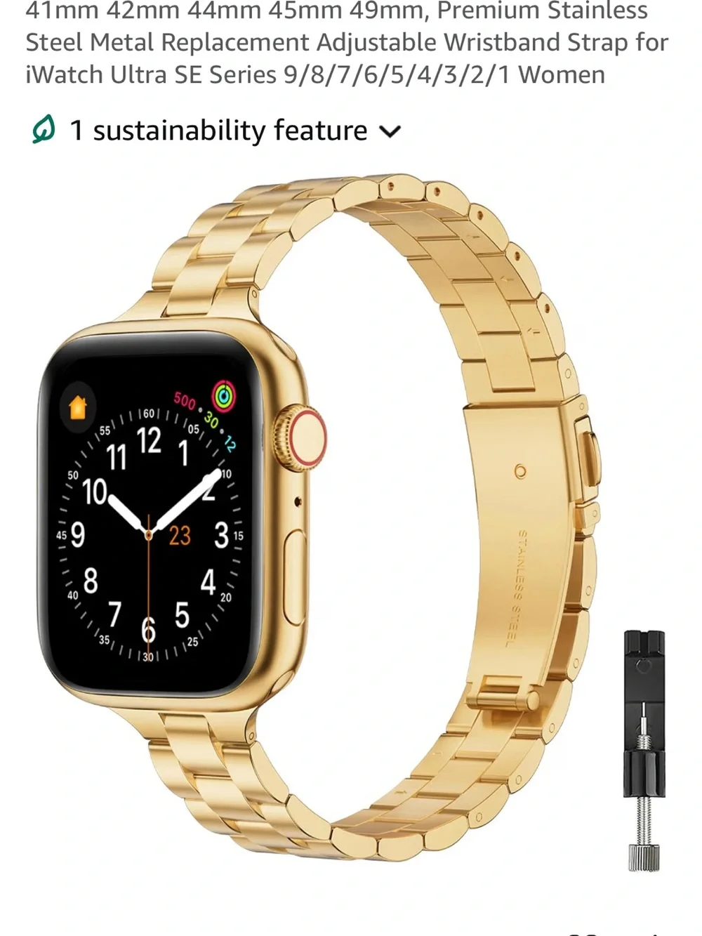 Apple Gold Stainless Steel Link Watch Band for Smartwatch